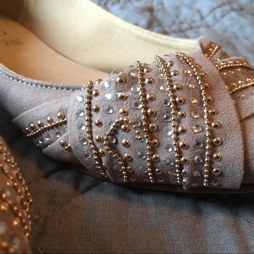 Aldo leather/suede tan/gold pointed flats - Picture 4 of 6